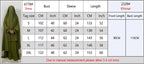 Khimar abaya 2 pieces set - size chart