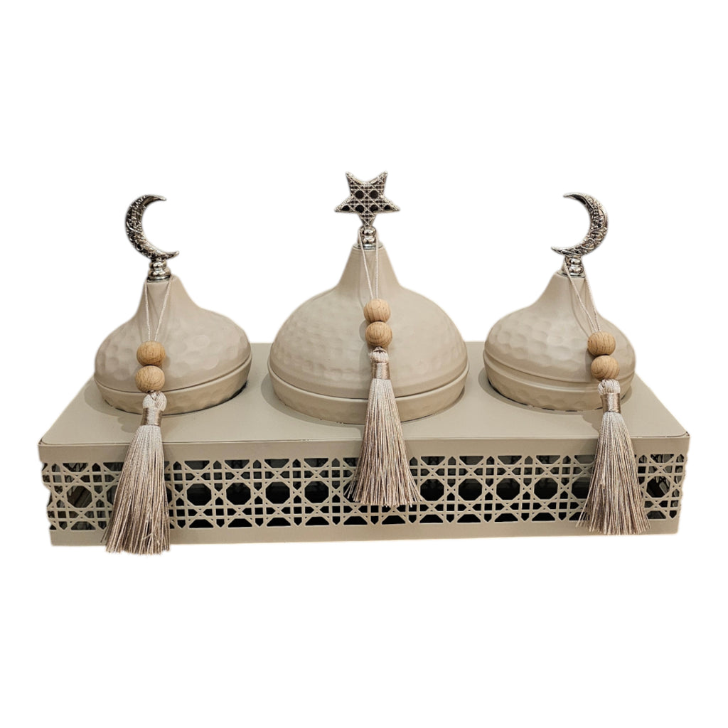Large Triple Bowls on Stand