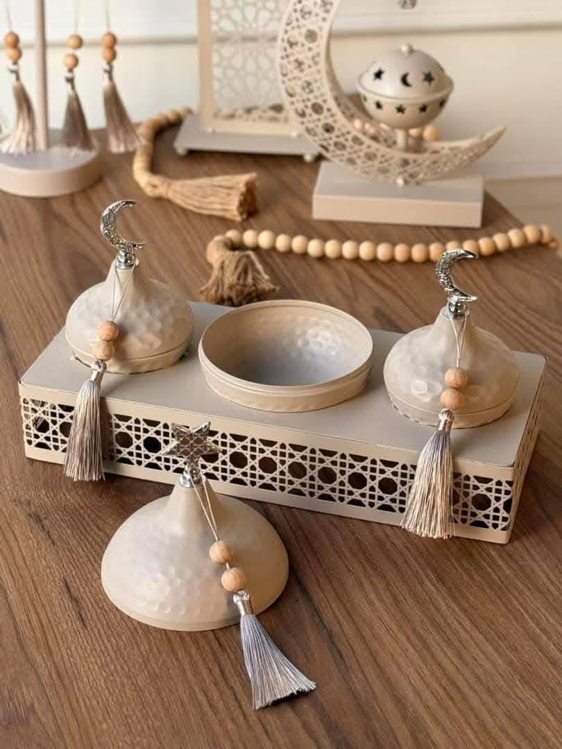 Large Triple Bowls on Stand