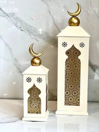 Ramadan lantern candle set, white, suitable for indoor and outdoor decoration