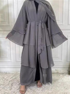 3-Piece Chiffon Layers, Inner Dress, and Coordinating Scarf