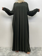 Chic Khimar Abaya: Elegant Pleated Front & Cuff Sleeves