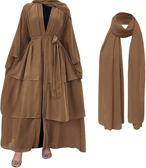 3-Piece Chiffon Layers, Inner Dress, and Coordinating Scarf