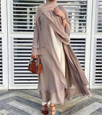 2 layers chiffon Hijab abaya with belt 
