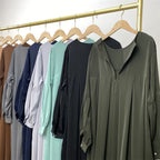 Khimar front pleated cuffed