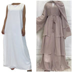 3-Piece Chiffon Layers, Inner Dress, and Coordinating Scarf