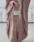 Satin pattern batwing abaya